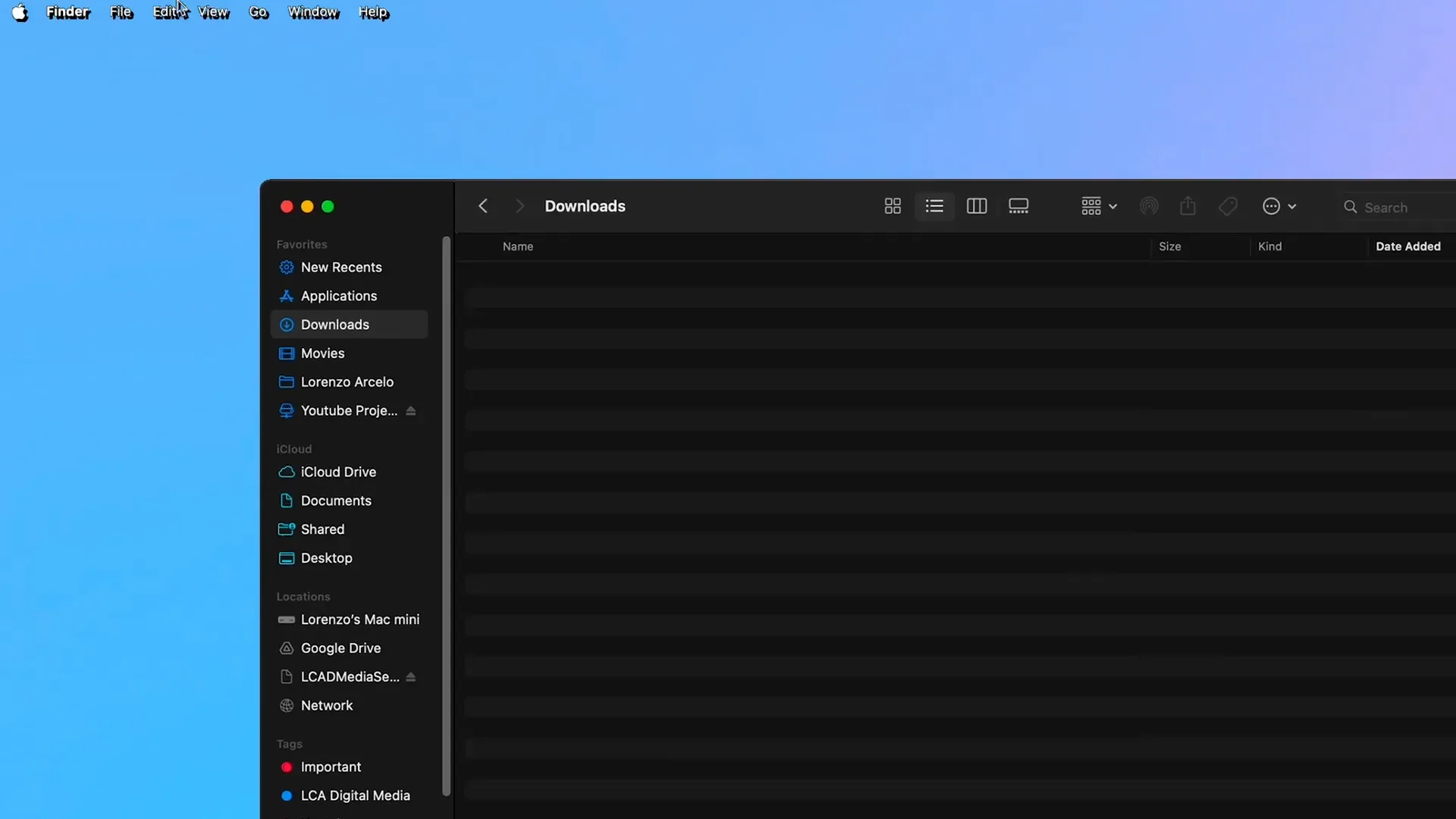 macOS Finder sidebar with pinned folders