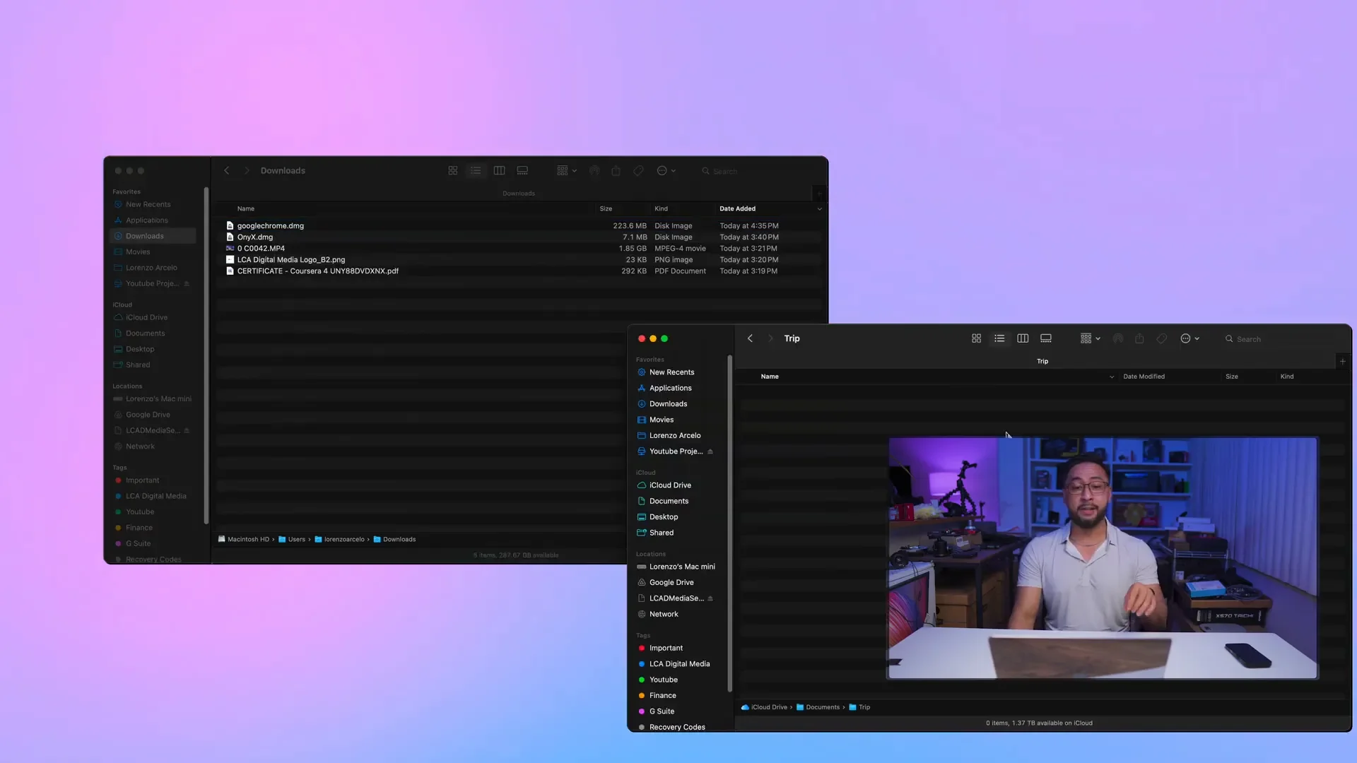 macOS copying and moving files shortcuts
